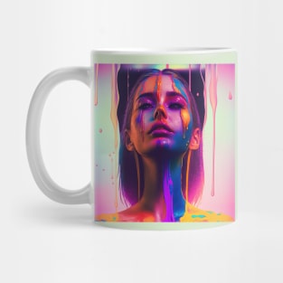 Waking Up on the Right Side of Bed - Emotionally Fluid Collection - Psychedelic Paint Drip Portraits Mug